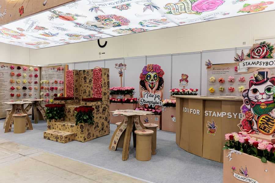 Roses displayed at the IFTF trade fair in the Netherlands